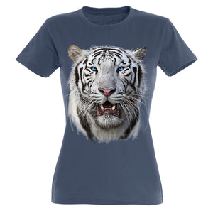 White Tiger Head T-Shirt Women – Ralf Nature